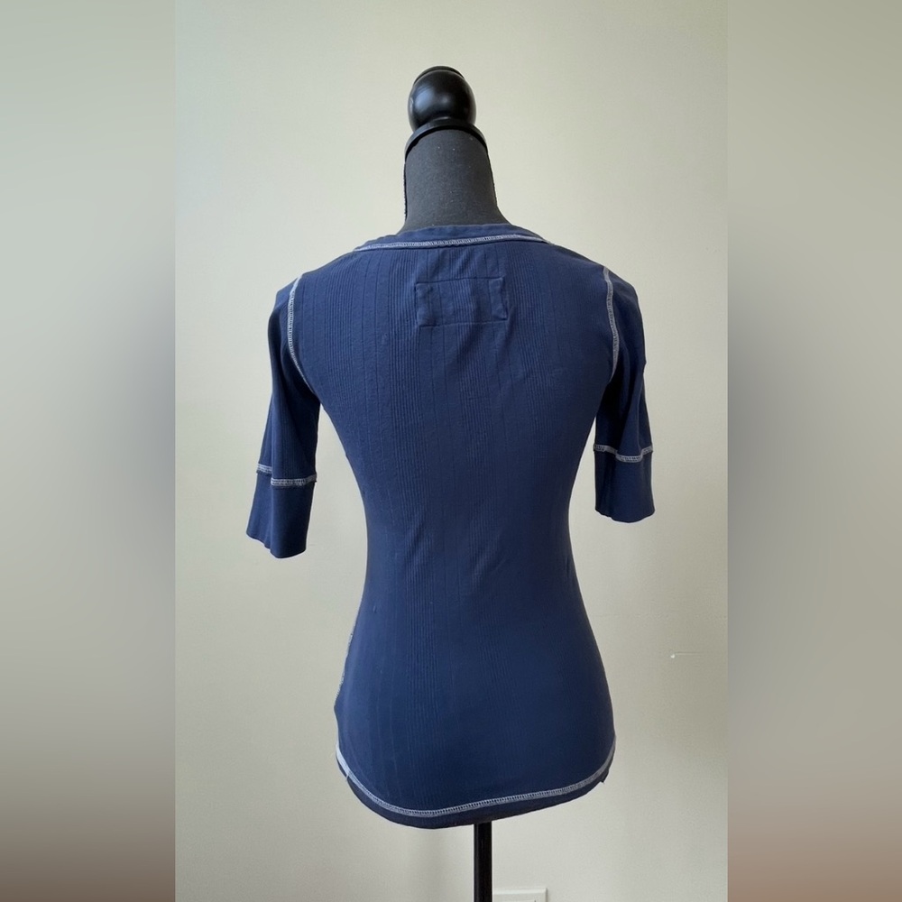 2000’S Y2K ERA VINTAGE ABERCROMBIE & FITCH - Blue Fitted 3/4 Sleeve Shirt - M - Picture 7 of 9